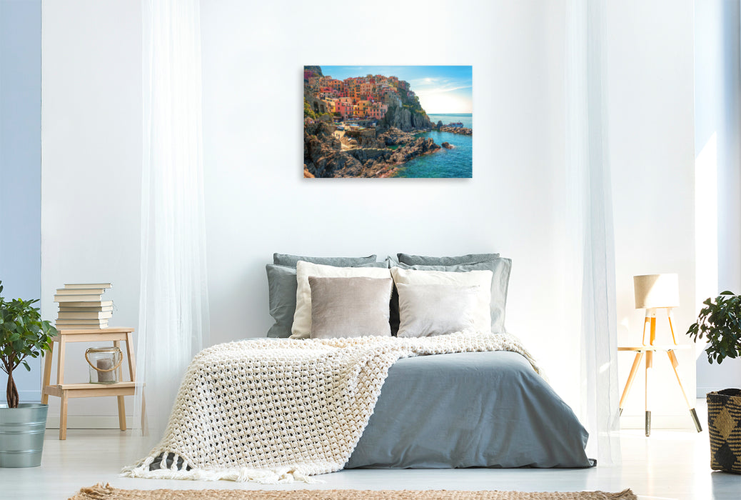 Premium textile canvas Premium textile canvas 120 cm x 80 cm landscape Manarola Marina 