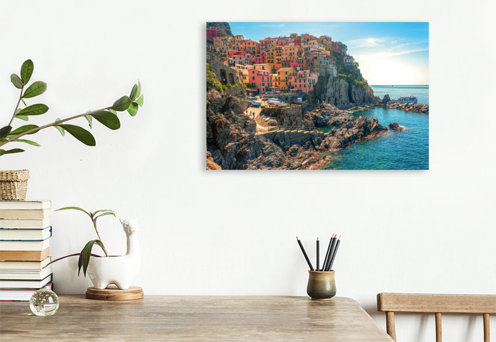 Premium textile canvas Premium textile canvas 120 cm x 80 cm landscape Manarola Marina 