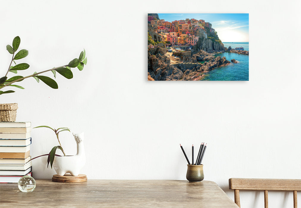 Premium textile canvas Premium textile canvas 120 cm x 80 cm landscape Manarola Marina 