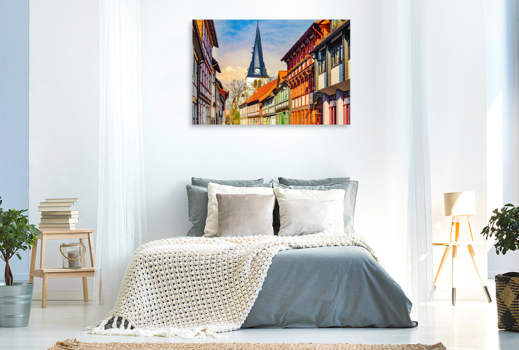 Premium textile canvas Premium textile canvas 120 cm x 80 cm landscape view of the Sankt Sistine Church in Northeim 