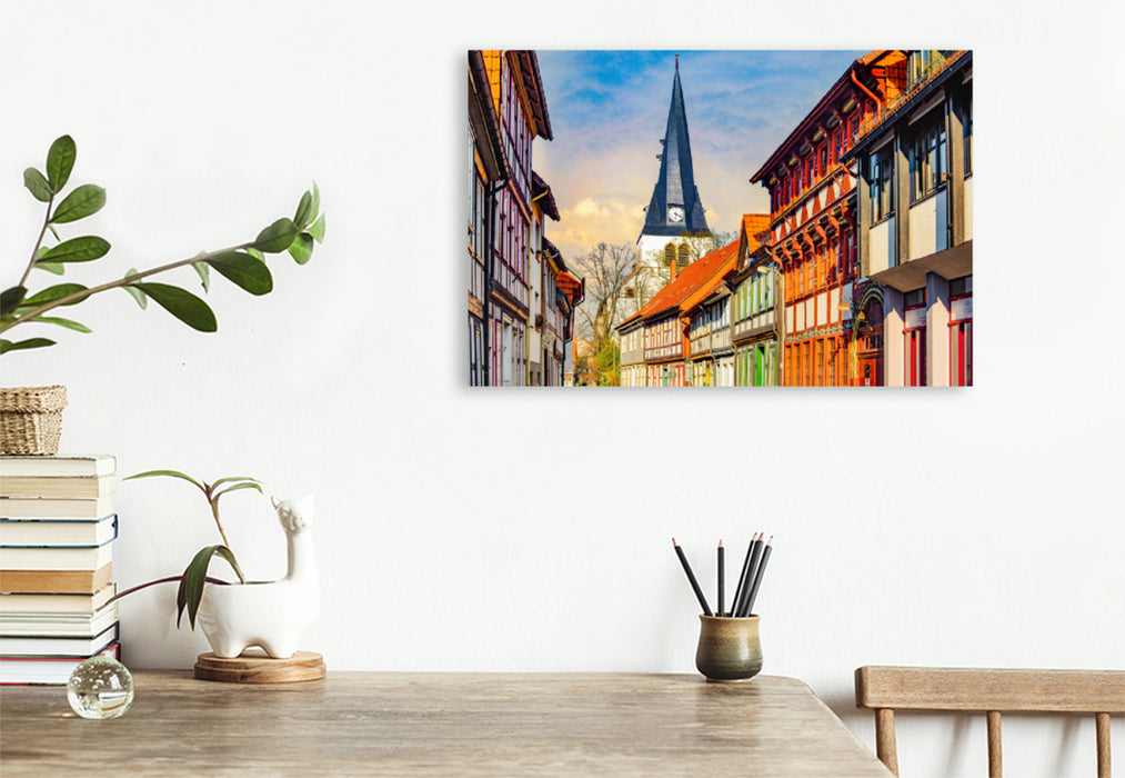 Premium textile canvas Premium textile canvas 120 cm x 80 cm landscape view of the Sankt Sistine Church in Northeim 