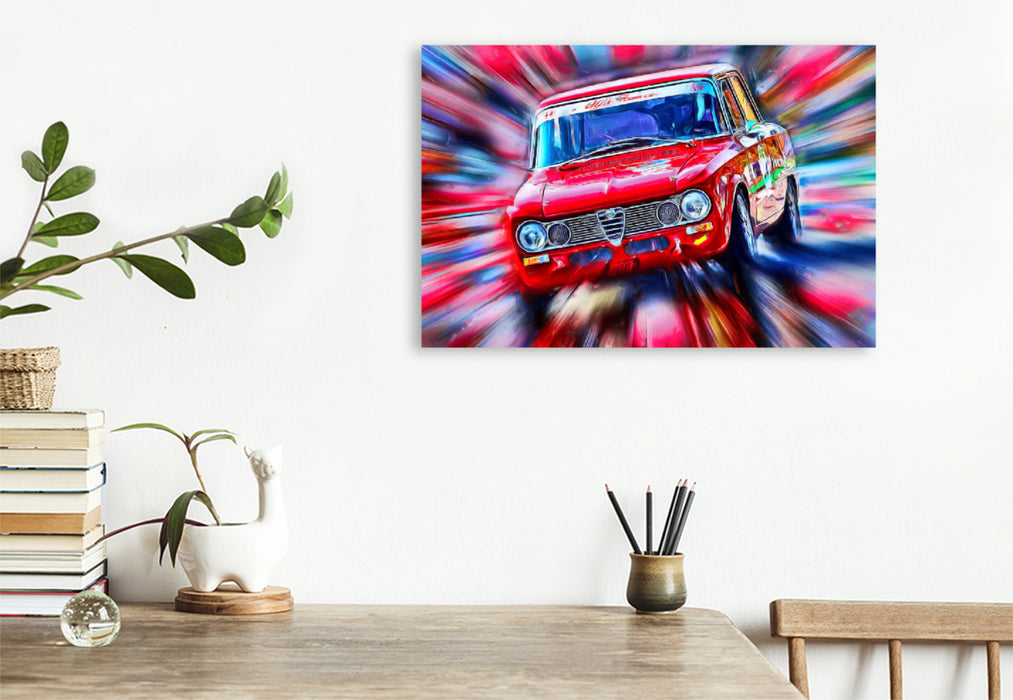 Premium textile canvas Premium textile canvas 120 cm x 80 cm across The Alfa Romeo Giulia is one of the most popular oldies from the Italian car manufacturer. 