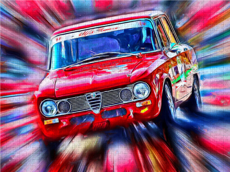 Der Alfa Romeo Giulia gehört zu den beliebtesten Oldies des italienischen Autoherstellers. 1000 Teile Puzzle quer - CALVENDO Foto-Puzzle'