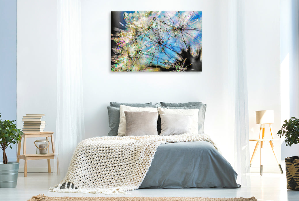 Premium textile canvas Premium textile canvas 120 cm x 80 cm across A motif from the calendar Glass Bead Game or Dandelions in the Morning Dew 