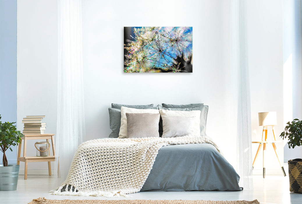 Premium textile canvas Premium textile canvas 120 cm x 80 cm across A motif from the calendar Glass Bead Game or Dandelions in the Morning Dew 