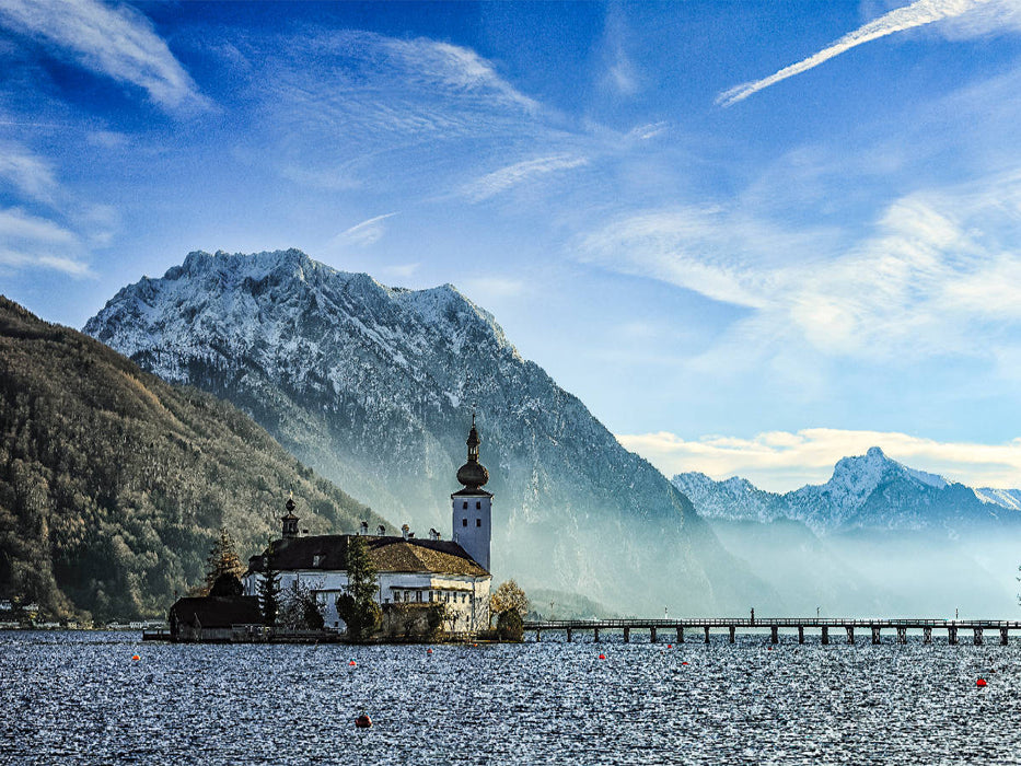 Schloß Orth mit Blick auf den Traunstein - CALVENDO Foto-Puzzle'