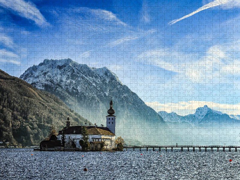 Schloß Orth mit Blick auf den Traunstein - CALVENDO Foto-Puzzle'