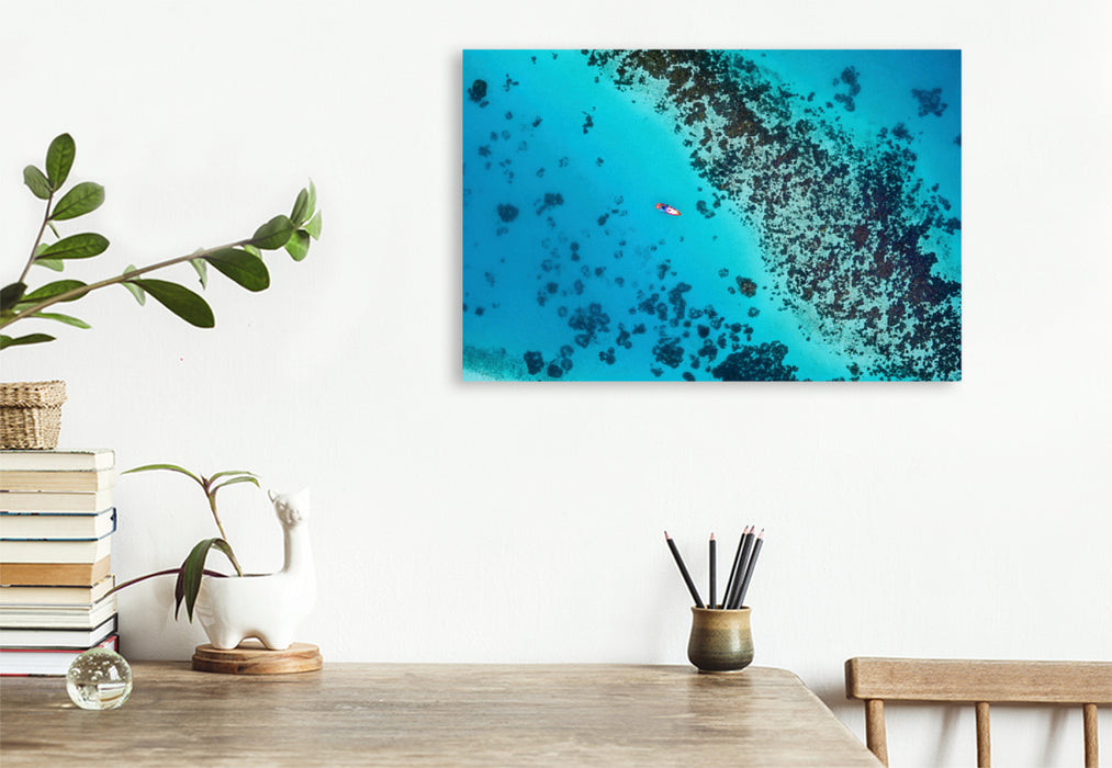 Premium textile canvas Premium textile canvas 120 cm x 80 cm landscape Tropical coral reef from above 