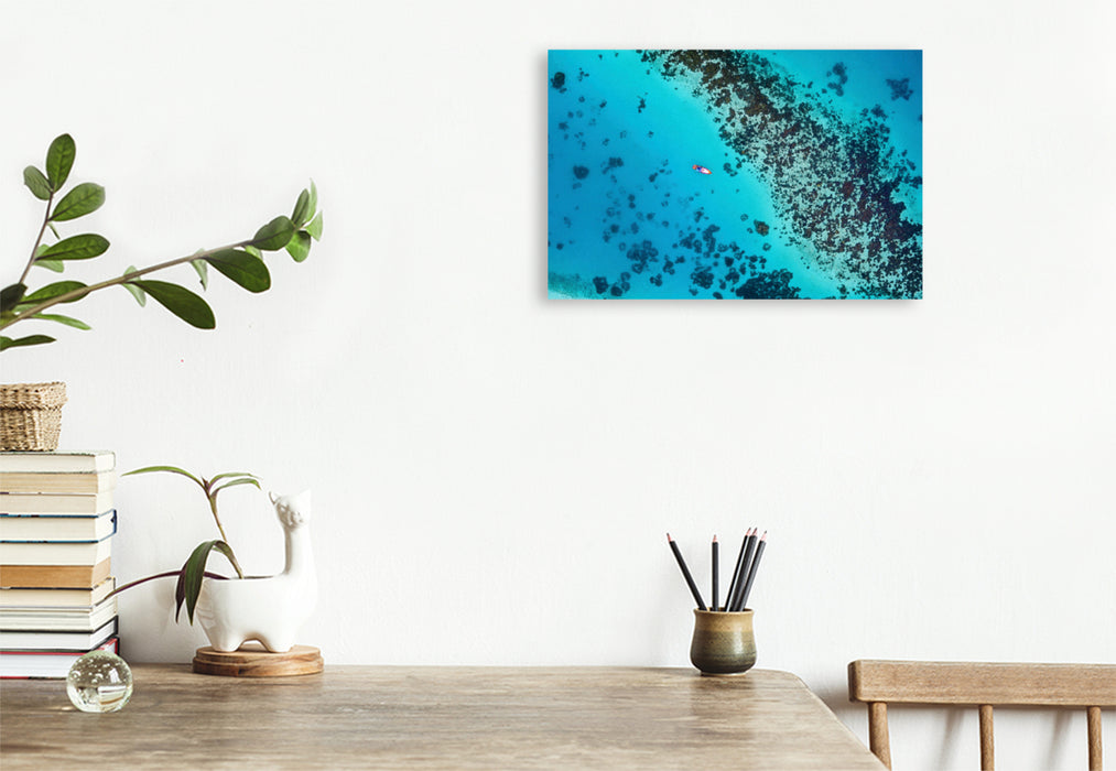 Premium textile canvas Premium textile canvas 120 cm x 80 cm landscape Tropical coral reef from above 