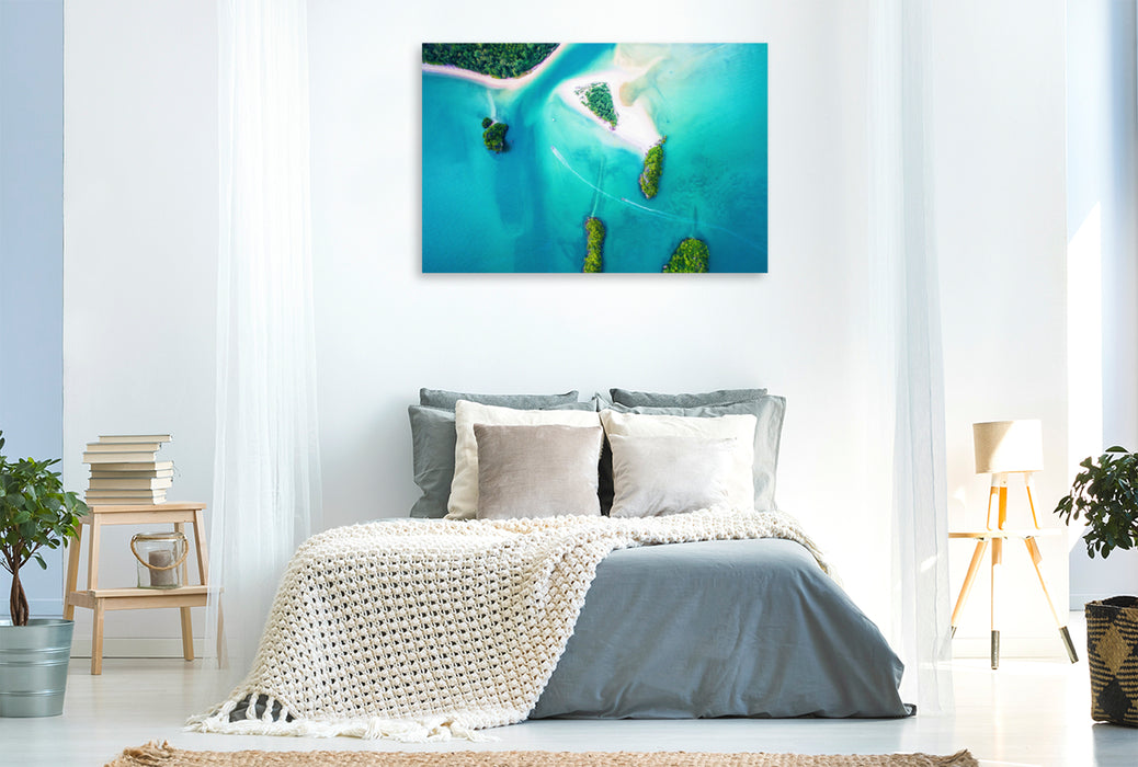 Premium textile canvas Premium textile canvas 120 cm x 80 cm landscape Fantastic island world from above 