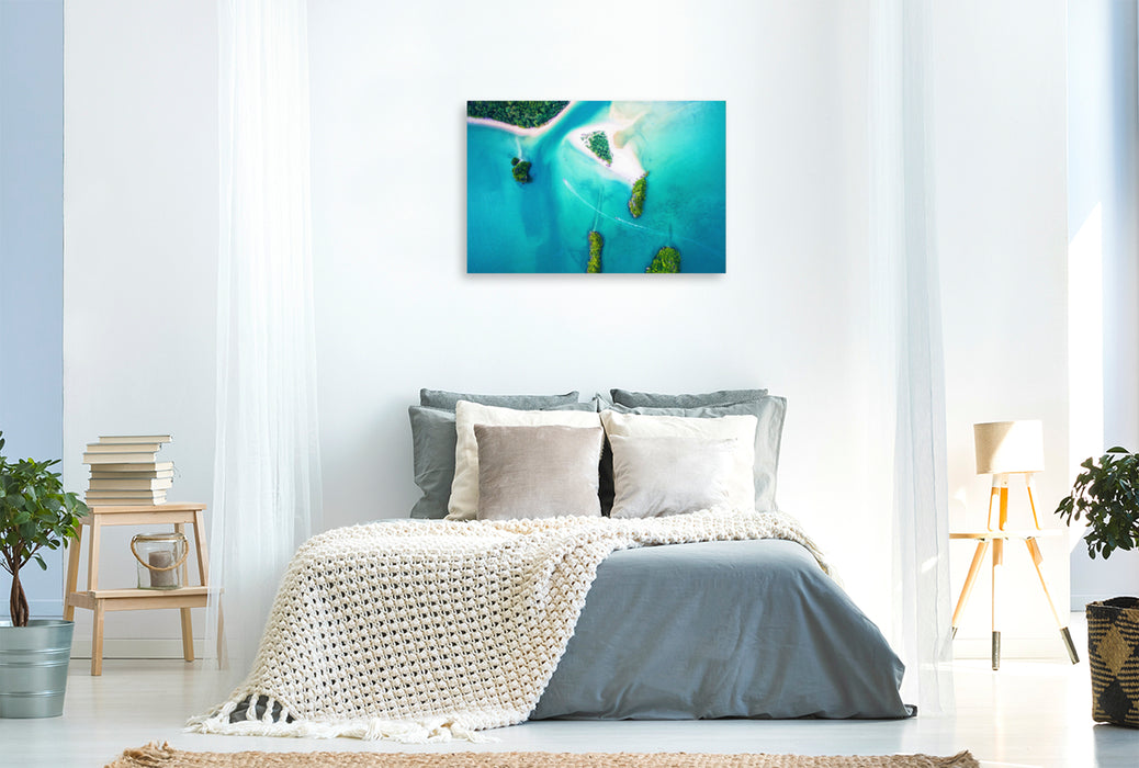 Premium textile canvas Premium textile canvas 120 cm x 80 cm landscape Fantastic island world from above 