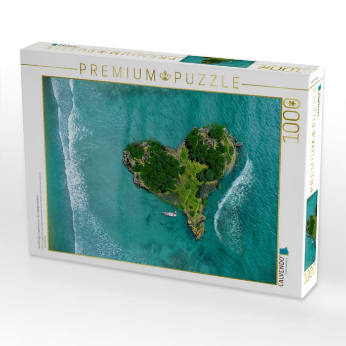 Herzförmige Tropeninsel aus der Vogelperspektive - CALVENDO Foto-Puzzle'