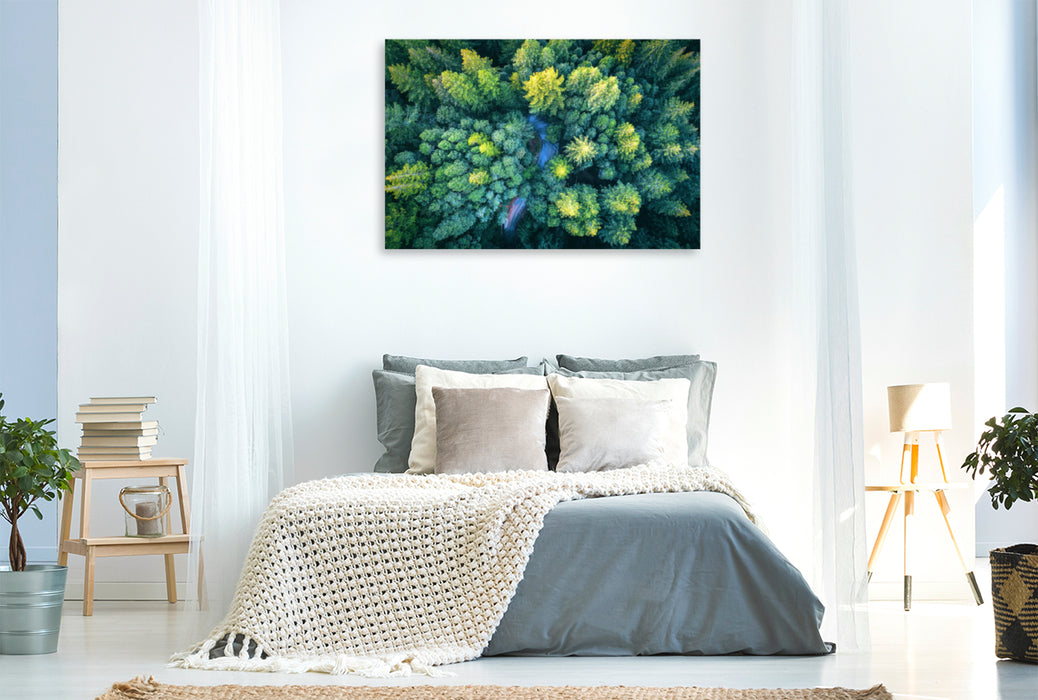 Premium textile canvas Premium textile canvas 120 cm x 80 cm landscape The forest from above 