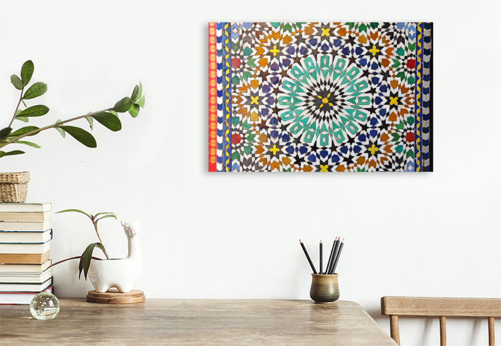 Premium textile canvas Premium textile canvas 120 cm x 80 cm landscape mosaic, Marrakesh 