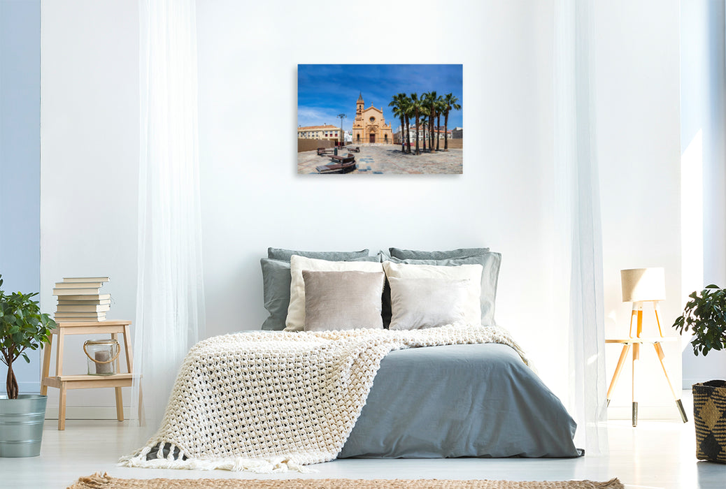 Premium textile canvas Premium textile canvas 120 cm x 80 cm across A motif from the calendar Malaga - Andalusian Mediterranean coast 