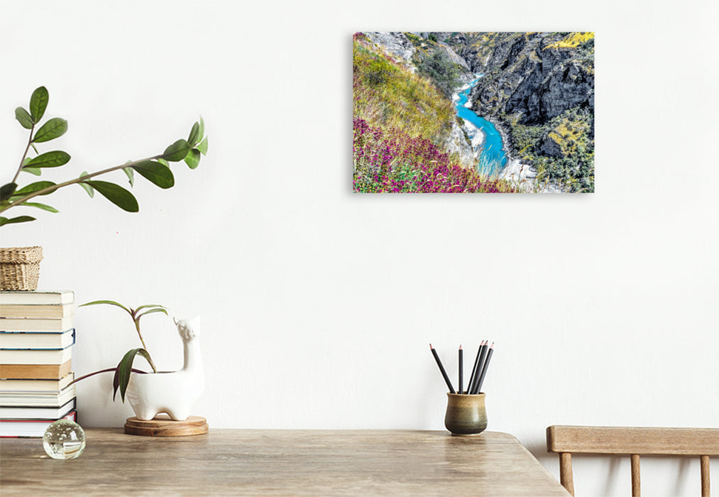 Premium textile canvas Premium textile canvas 120 cm x 80 cm landscape New Zealand - Skippers Canyon 