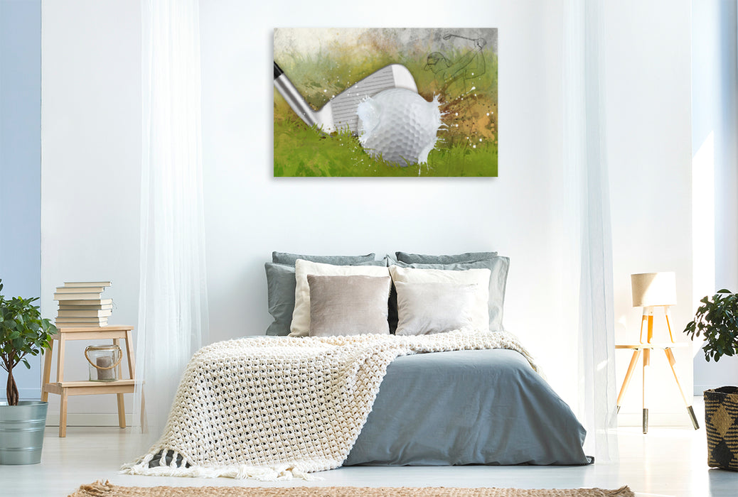 Premium textile canvas Premium textile canvas 120 cm x 80 cm landscape SPORT meets SPLASH - golf 