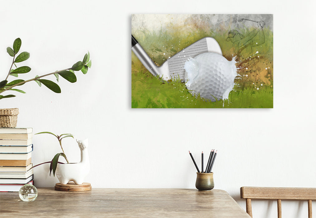 Premium textile canvas Premium textile canvas 120 cm x 80 cm landscape SPORT meets SPLASH - golf 
