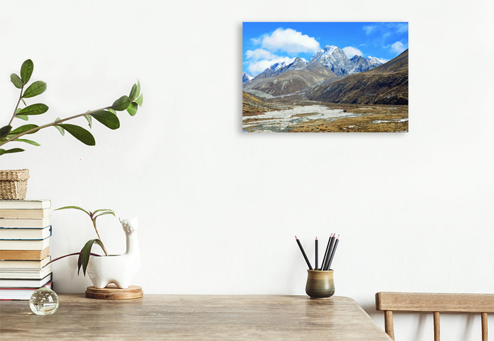 Premium textile canvas Premium textile canvas 120 cm x 80 cm landscape mountain panorama near Pheriche at 4400 m altitude 