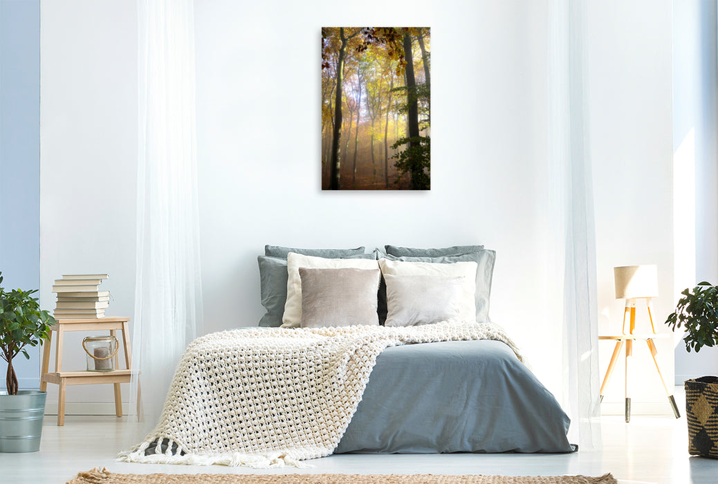 Premium Textil-Leinwand Premium Textil-Leinwand 60 cm x 90 cm hoch Ein Motiv aus dem Kalender Herbstmorgen in der Eifel
