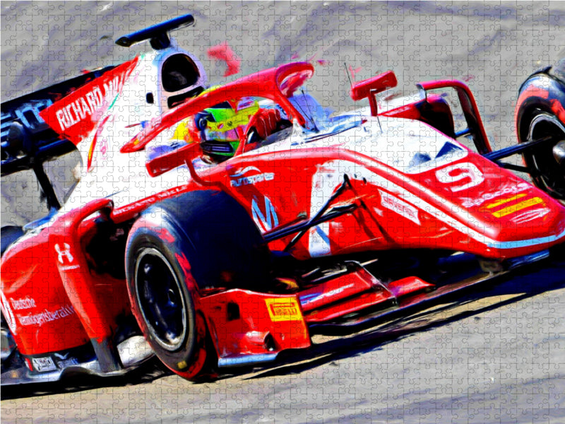 Mick Schumacher, Sohn der Legende Michael Schumacher, startet in der Formel 2. 1000 Teile Puzzle quer - CALVENDO Foto-Puzzle'