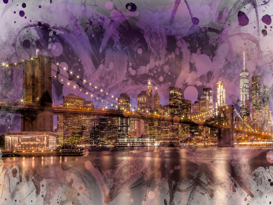 Modern Art BROOKLYN BRIDGE Sonnenuntergang über New York City - CALVENDO Foto-Puzzle'