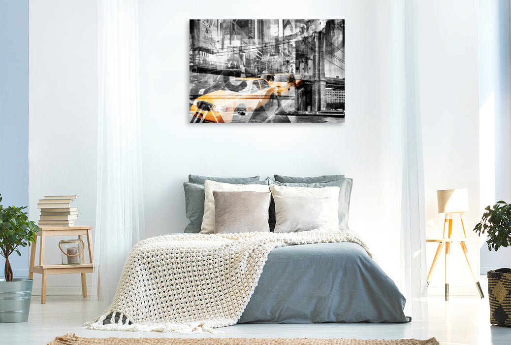 Premium textile canvas Premium textile canvas 120 cm x 80 cm landscape Modern Art NYC Collage 