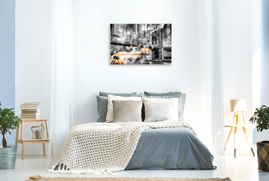 Premium textile canvas Premium textile canvas 120 cm x 80 cm landscape Modern Art NYC Collage 