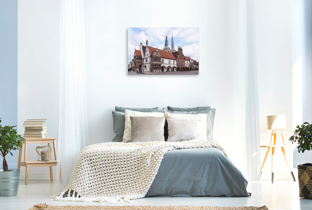 Premium textile canvas Premium textile canvas 120 cm x 80 cm landscape Town Hall, St. Nicolai Church Lemgo 