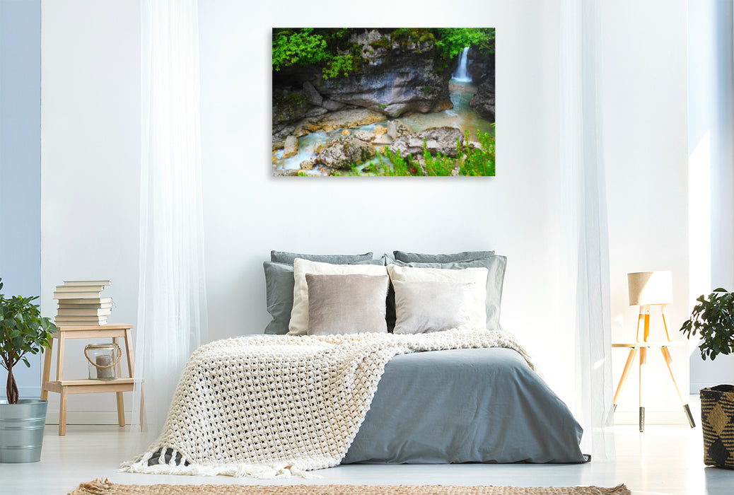 Premium textile canvas Premium textile canvas 120 cm x 80 cm landscape Soca, Slovenia 