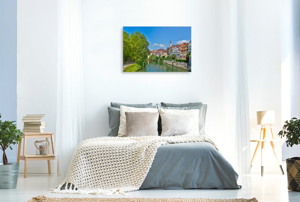 Premium textile canvas Premium textile canvas 120 cm x 80 cm across Tübingen Neckar front with plane tree avenue 