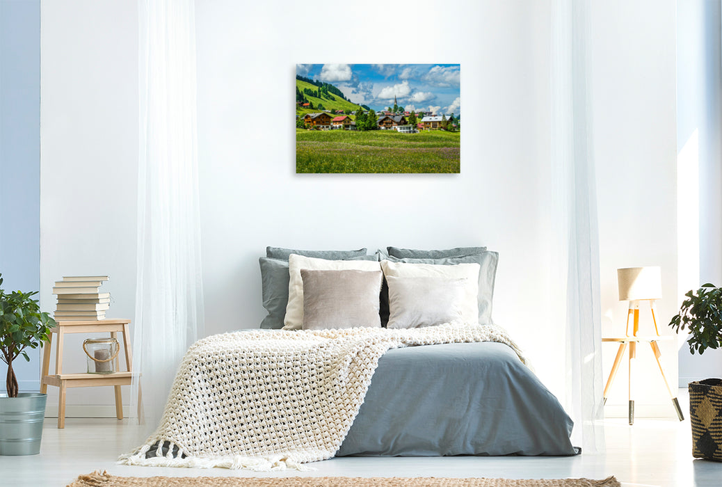 Premium textile canvas Premium textile canvas 120 cm x 80 cm landscape Enchanting Kleinwalsertal 