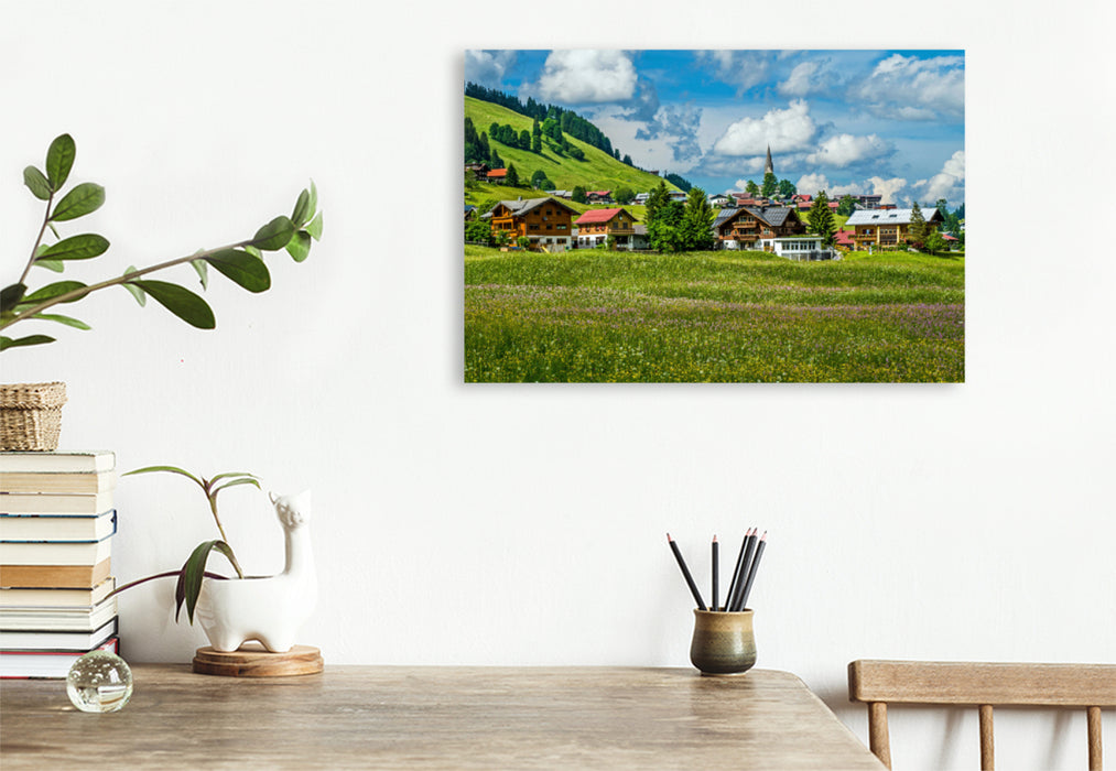 Premium textile canvas Premium textile canvas 120 cm x 80 cm landscape Enchanting Kleinwalsertal 