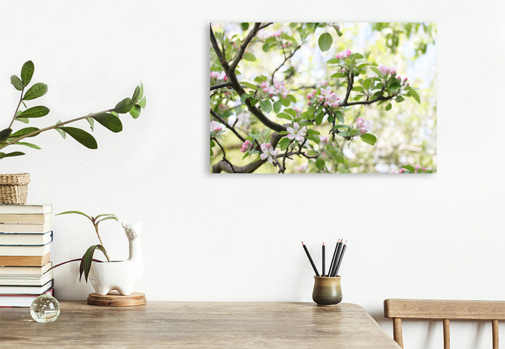 Premium textile canvas Premium textile canvas 120 cm x 80 cm landscape Blooming branches 