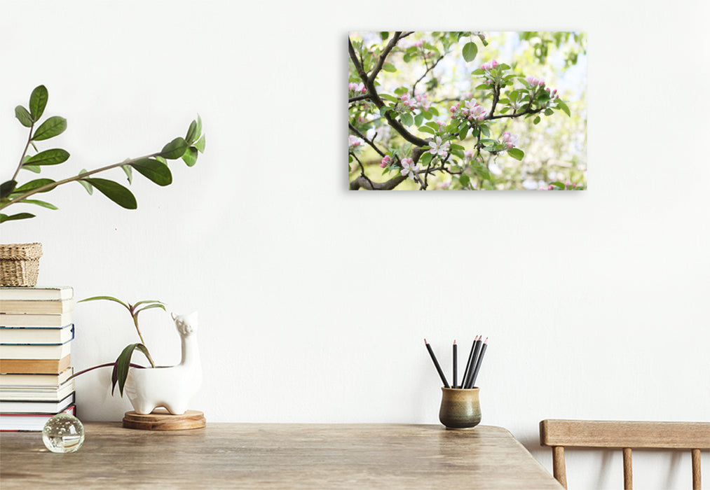 Premium textile canvas Premium textile canvas 120 cm x 80 cm landscape Blooming branches 
