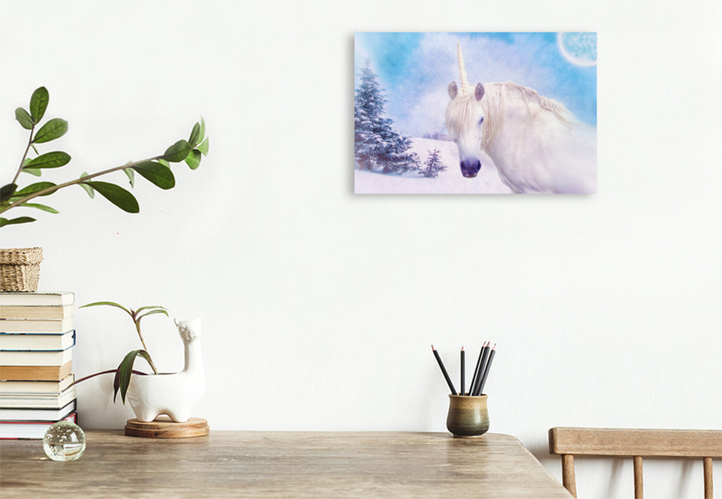 Premium textile canvas Premium textile canvas 120 cm x 80 cm landscape unicorns - fairytale horses 