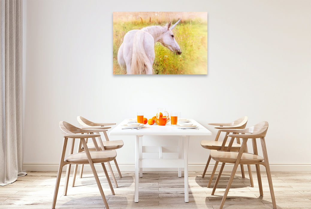 Premium Textil-Leinwand Premium Textil-Leinwand 120 cm x 80 cm quer Einhörner - Märchenpferde