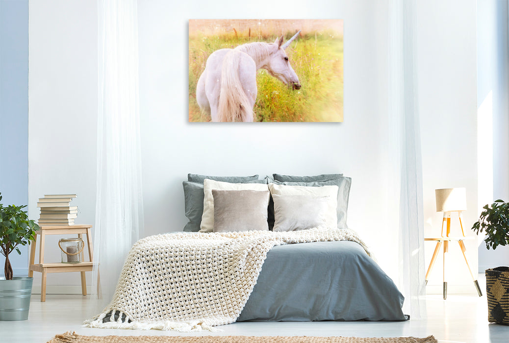 Premium textile canvas Premium textile canvas 120 cm x 80 cm landscape unicorns - fairytale horses 