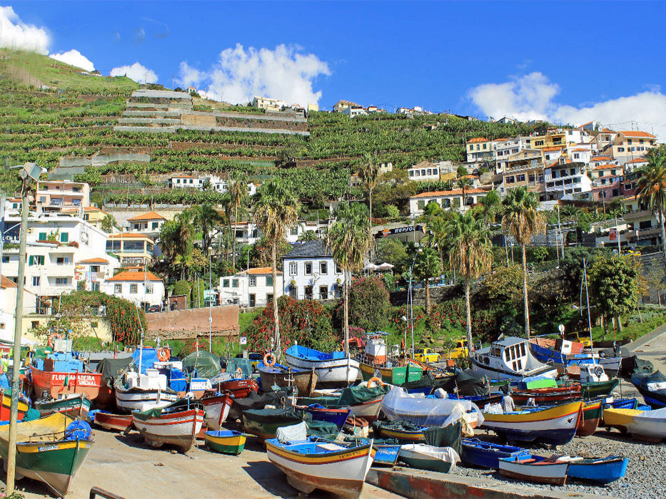 Die bunte Fischerboote von Câmara de Lobos - CALVENDO Foto-Puzzle'