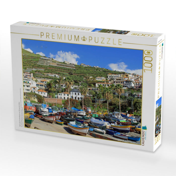Die bunte Fischerboote von Câmara de Lobos - CALVENDO Foto-Puzzle'