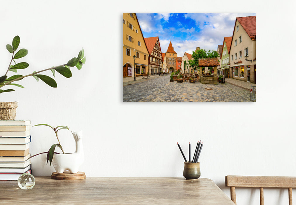 Premium textile canvas Premium textile canvas 120 cm x 80 cm landscape Old fountain on the market square 