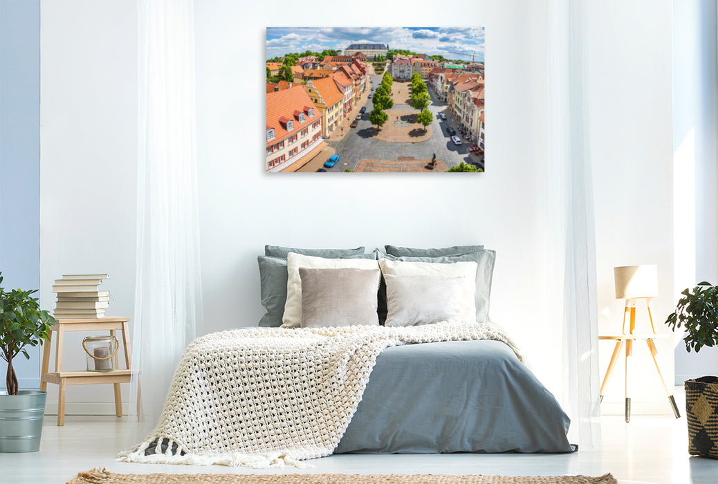 Premium textile canvas Premium textile canvas 120 cm x 80 cm landscape View of Friedenstein Castle from the town hall tower 