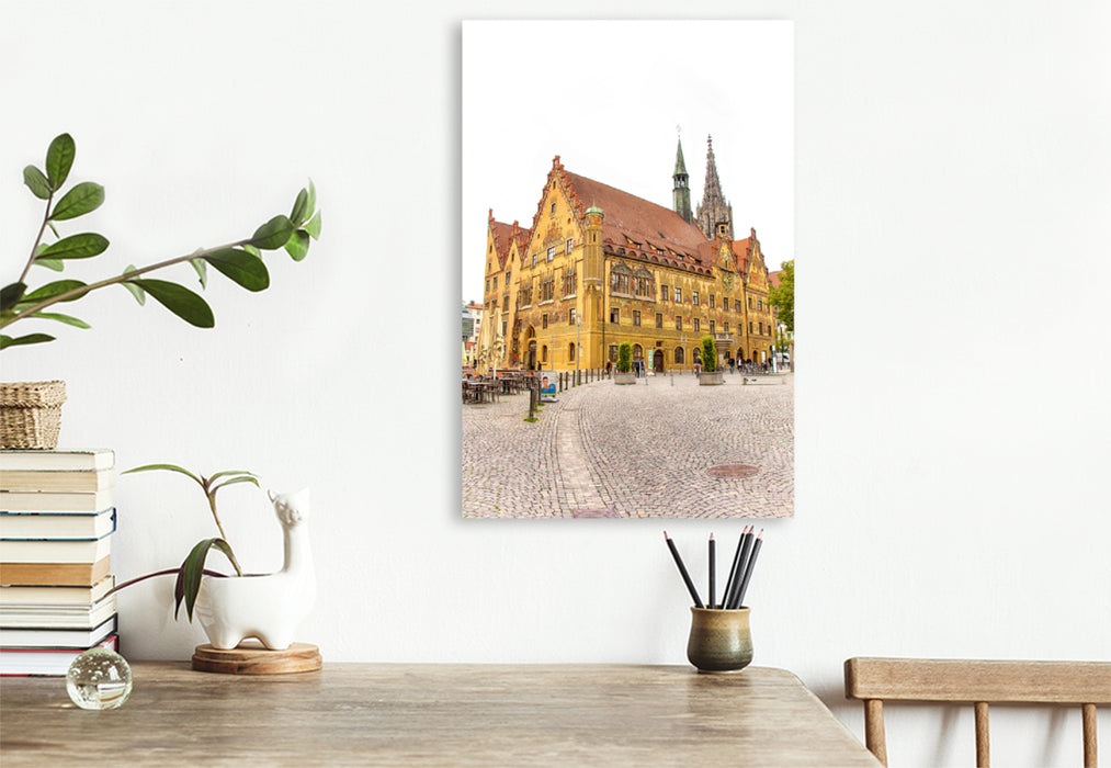 Premium Textil-Leinwand Premium Textil-Leinwand 80 cm x 120 cm  hoch Das Rathaus in Ulm