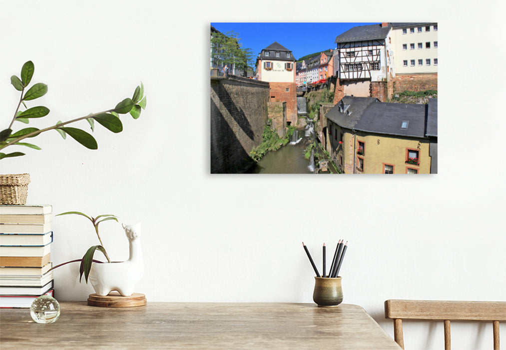 Premium textile canvas Premium textile canvas 120 cm x 80 cm across Saarburg - Located on the banks of the Saar 