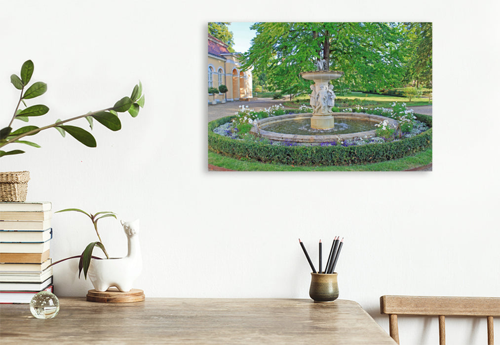 Premium textile canvas Premium textile canvas 120 cm x 80 cm landscape Dreamy children's fountain from Neustrelitz 