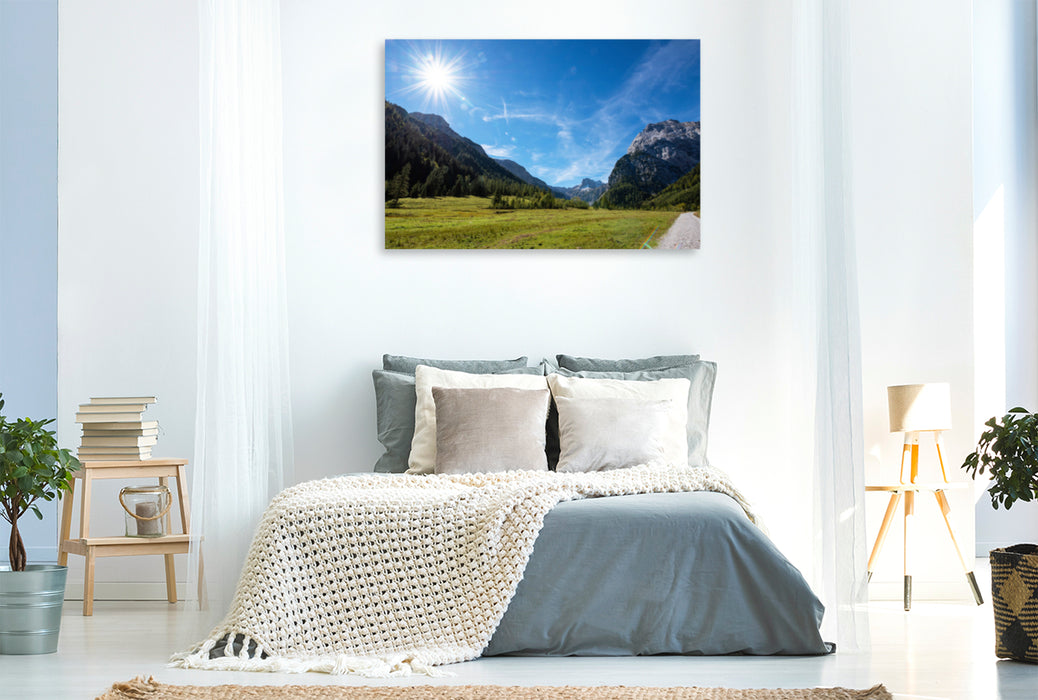 Premium textile canvas Premium textile canvas 120 cm x 80 cm across Karwendel Valley 