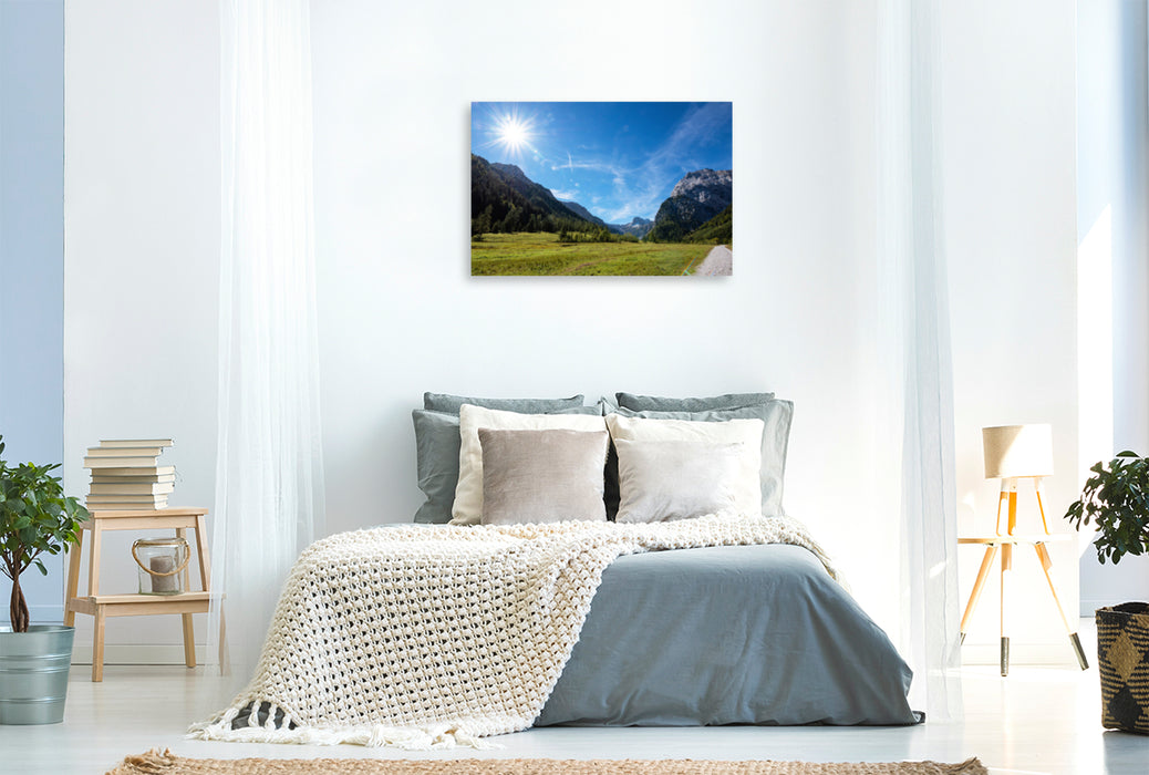 Premium textile canvas Premium textile canvas 120 cm x 80 cm across Karwendel Valley 