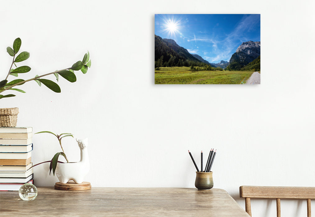 Premium textile canvas Premium textile canvas 120 cm x 80 cm across Karwendel Valley 