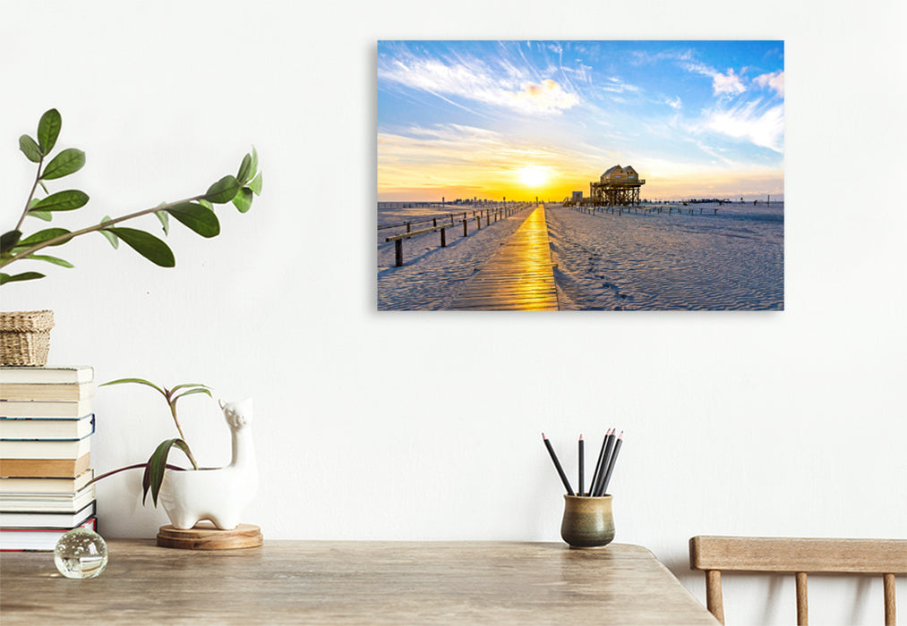 Premium textile canvas Premium textile canvas 120 cm x 80 cm landscape sunset mood 