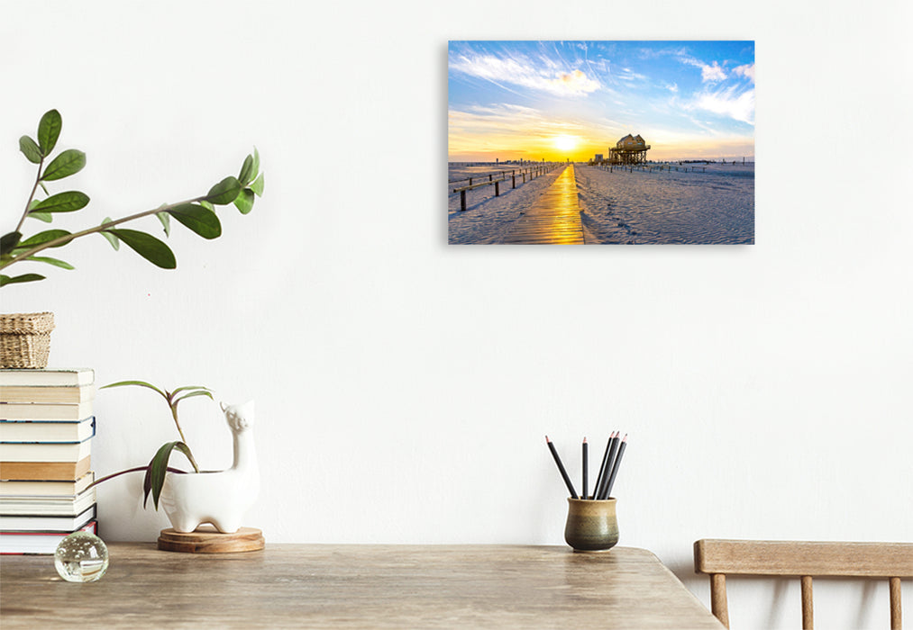 Premium textile canvas Premium textile canvas 120 cm x 80 cm landscape sunset mood 